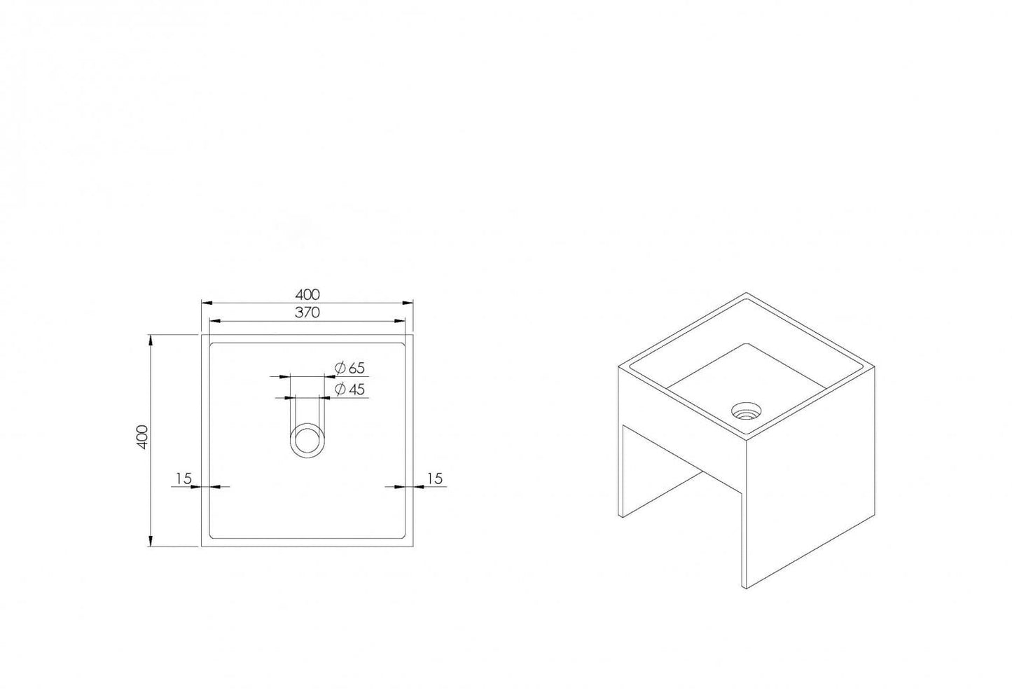 LAVABO MÁRMOL GRIS 40*40*40 - ELEMENTO 