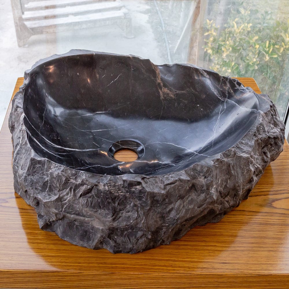 LAVABO MÁRMOL NEGRO RÚSTICO  40 CM. - ELEMENTO 