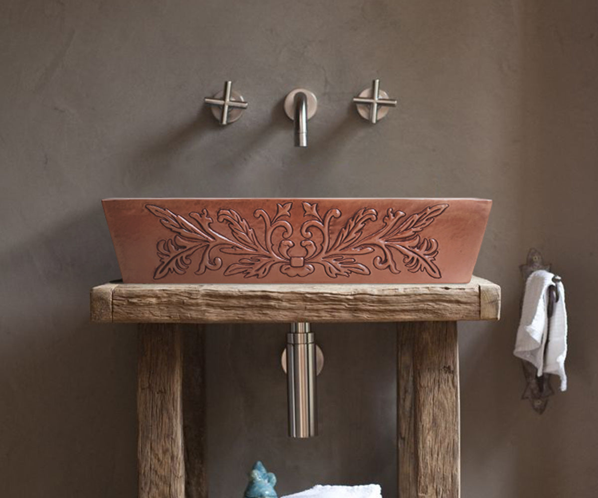 Premium Lavabo Vessel en Cobre Diseño Provenzal - ELEMENTO 