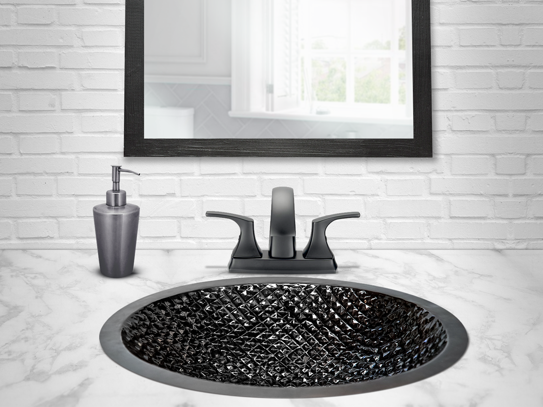 Premium Lavabo Ovalado en Cobre Diseño Cuadros - ELEMENTO 