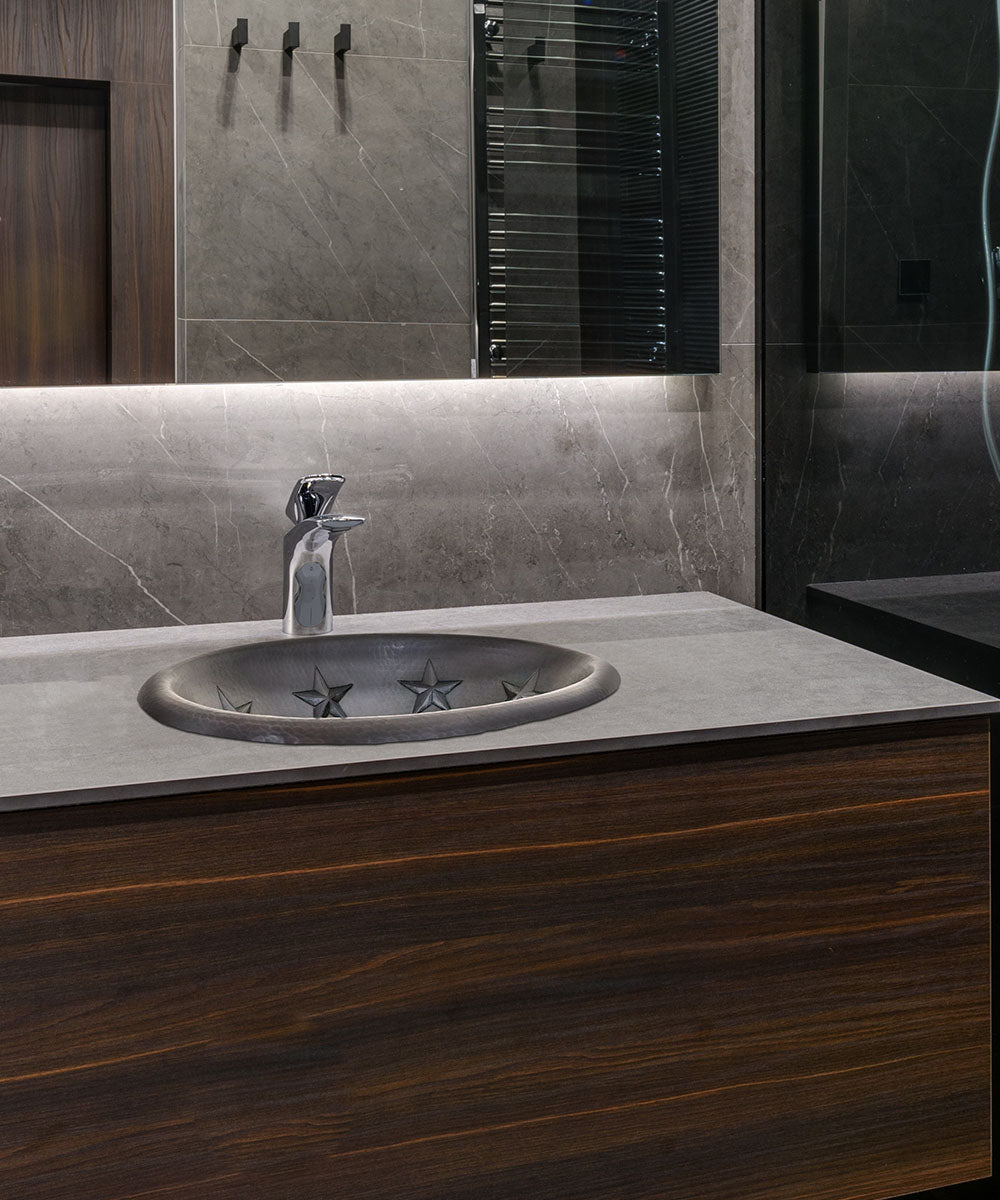 Premium Lavabo Ovalado en Cobre con Diseño Estrellas - ELEMENTO 