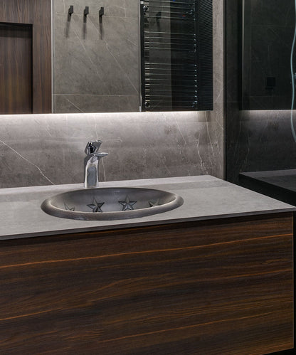 Premium Lavabo Ovalado en Cobre con Diseño Estrellas - ELEMENTO 