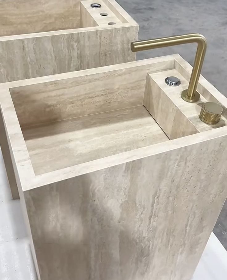 LAVABO TIPO PEDESTAL TRAVERTINO SINGAPUR - ELEMENTO 