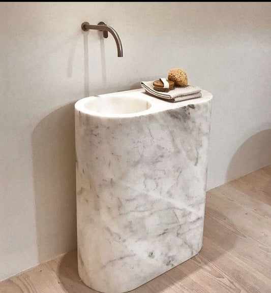 LAVABO TIPO PEDESTAL MÁRMOL BLANCO 70*45*90 - ELEMENTO 