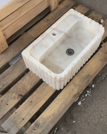 LAVABO ESTRIADO ÓNIX BLANCO 60x45x20cm