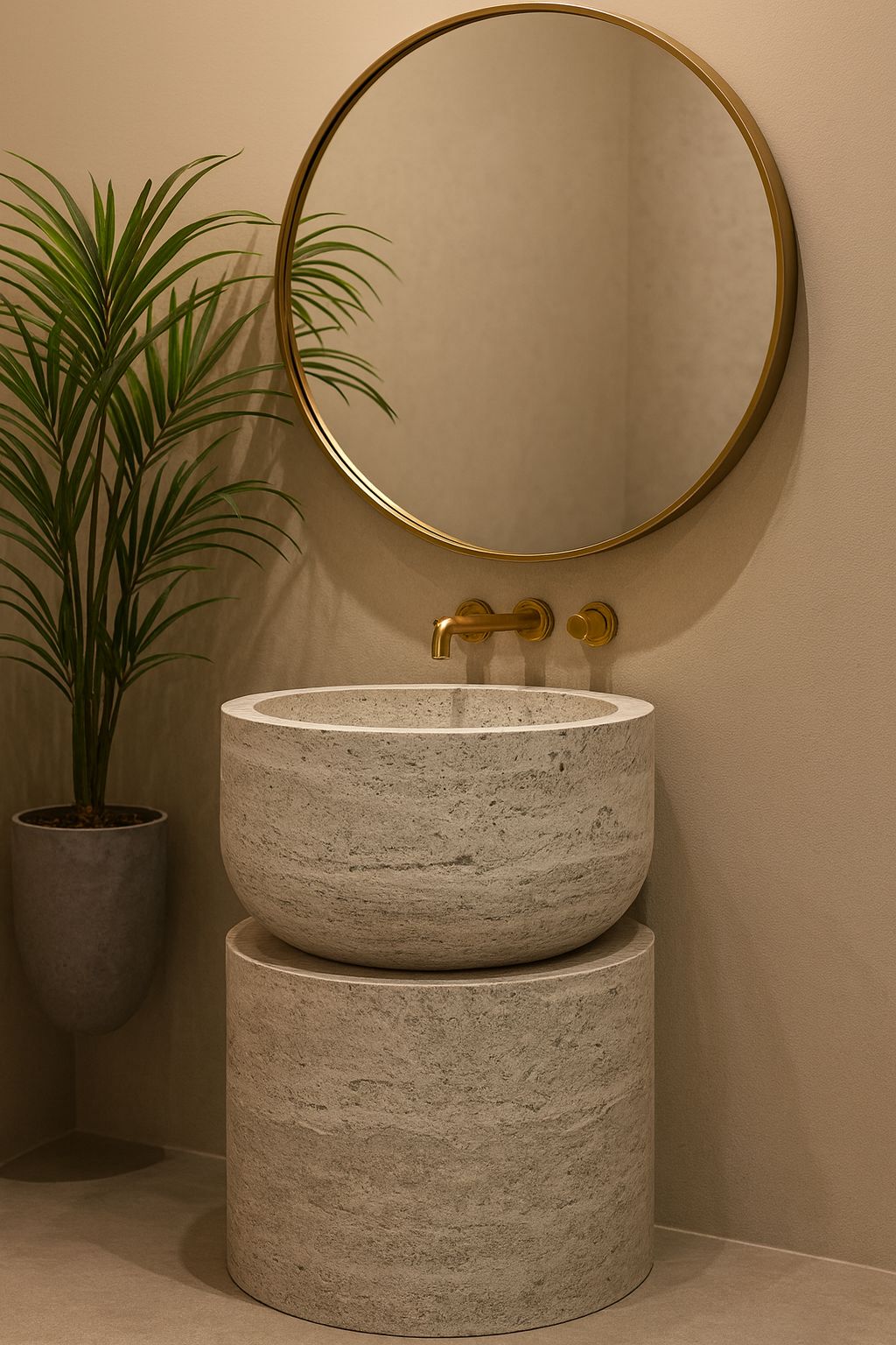 LAVABO TIPO PEDESTAL MÁRMOL BEIGE 55*90 CM MODELO NUMO - ELEMENTO 