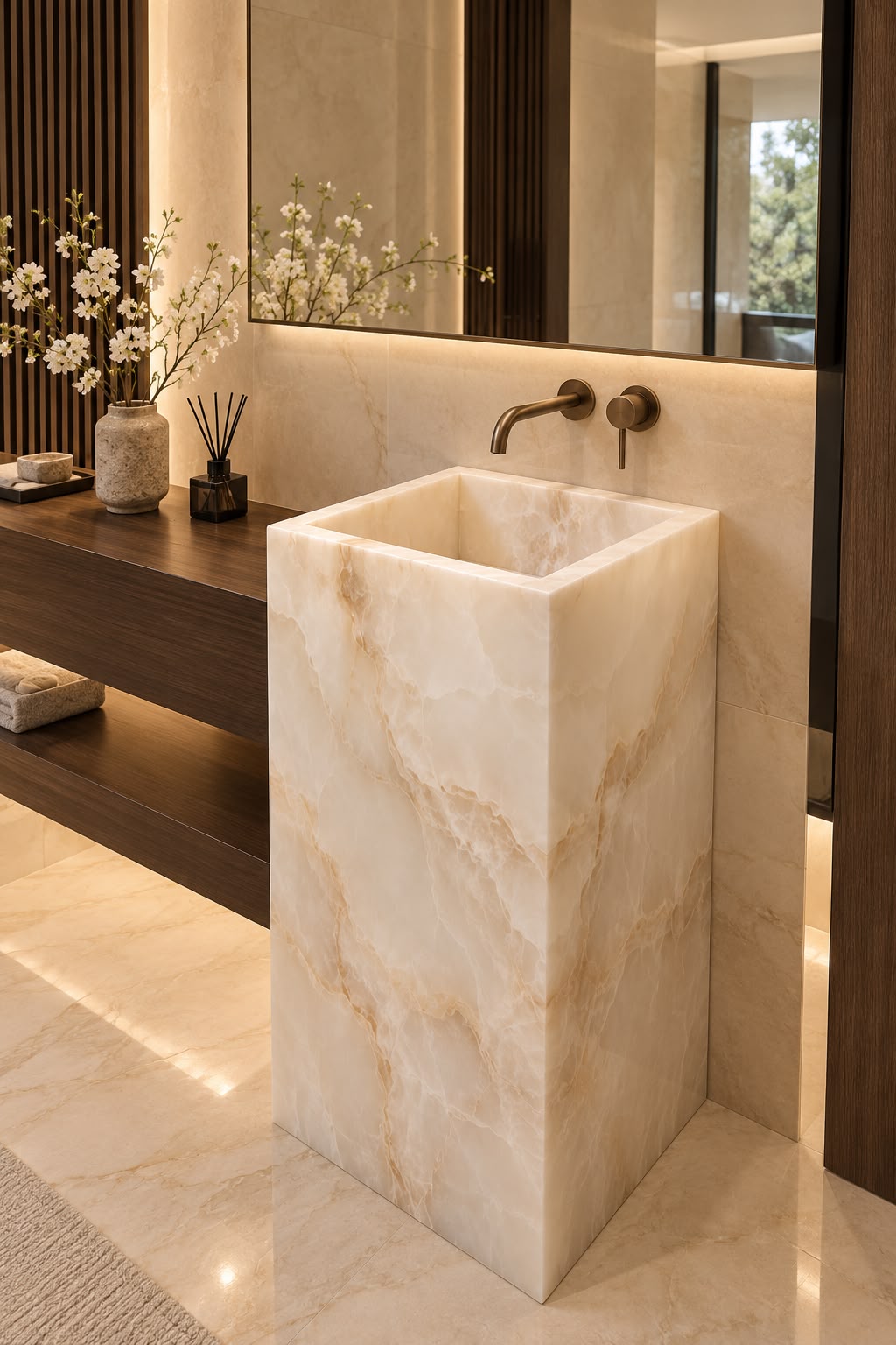 LAVABO TIPO PEDESTAL ÓNIX MODELO LÚMINA  45*45x90