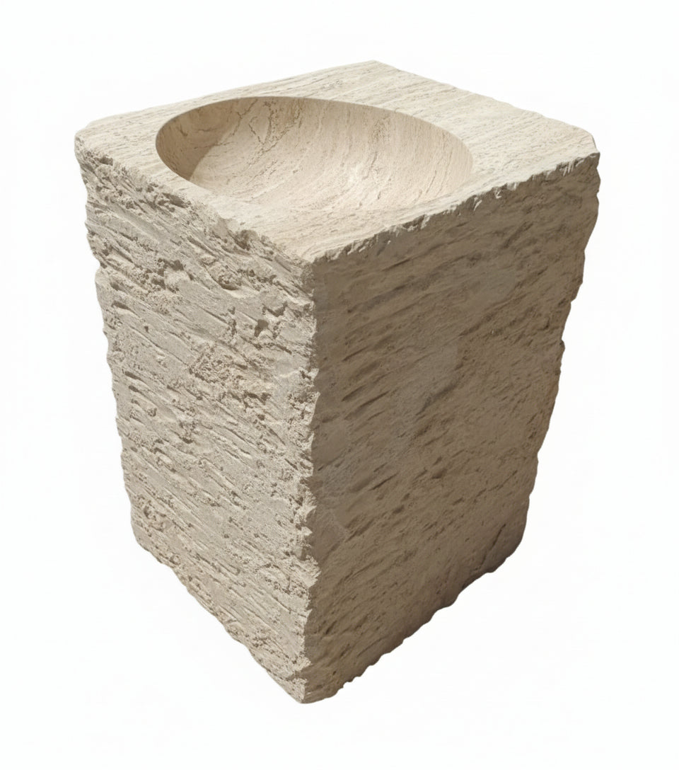 LAVABO TIPO PEDESTAL MÁRMOL ARENA  55X45X90CM MODELO - ELEMENTO 