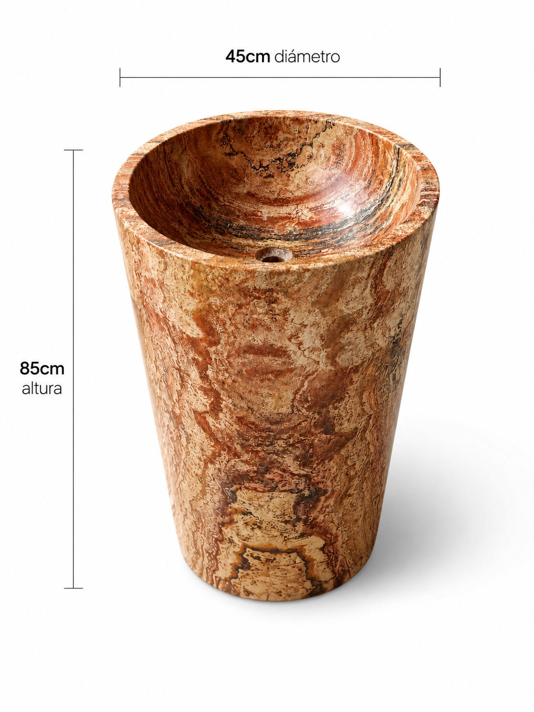 LAVABO PEDESTAL MÁRMOL ROJO MODELO PRAGA 45x90cm - ELEMENTO 