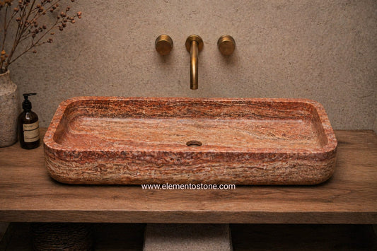 LAVABO MÁRMOL ROJO 100x40x15 - ELEMENTO 