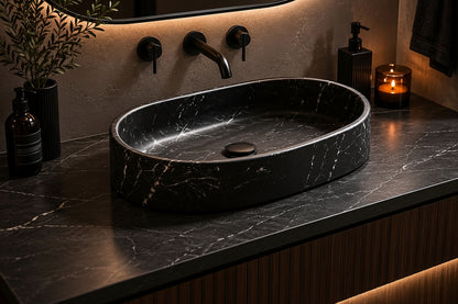 LAVABO MÁRMOL NEGRO MODELO VOLCANO 60x40x15