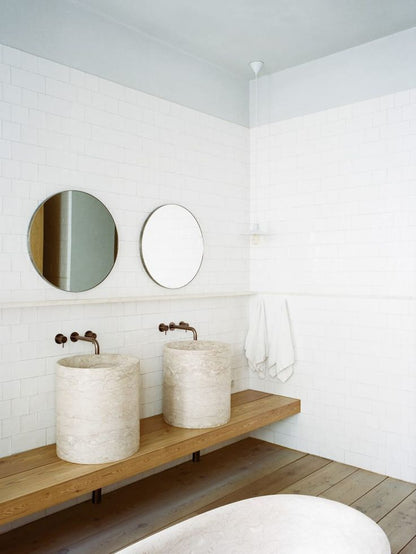 LAVABO MEDIO PEDESTAL MÁRMOL BEIGE 45cm diámetro x 45cm altura - ELEMENTO 