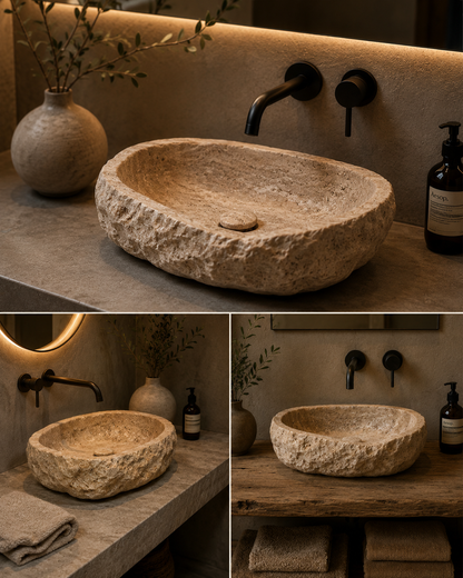 LAVABO TRAVERTINO MODELO NATIVA 50x40