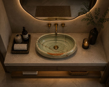 LAVABO OVALADO ÓNIX VERDE TALAN 60x40cm.