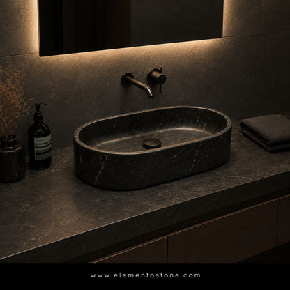 LAVABO OVALADO ESTRIADO MODELO TRAZO  60x40x15