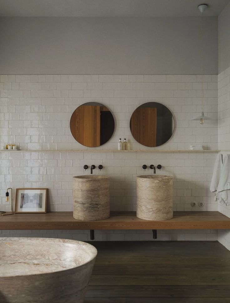 LAVABO MEDIO PEDESTAL MÁRMOL BEIGE 45cm diámetro x 45cm altura - ELEMENTO 