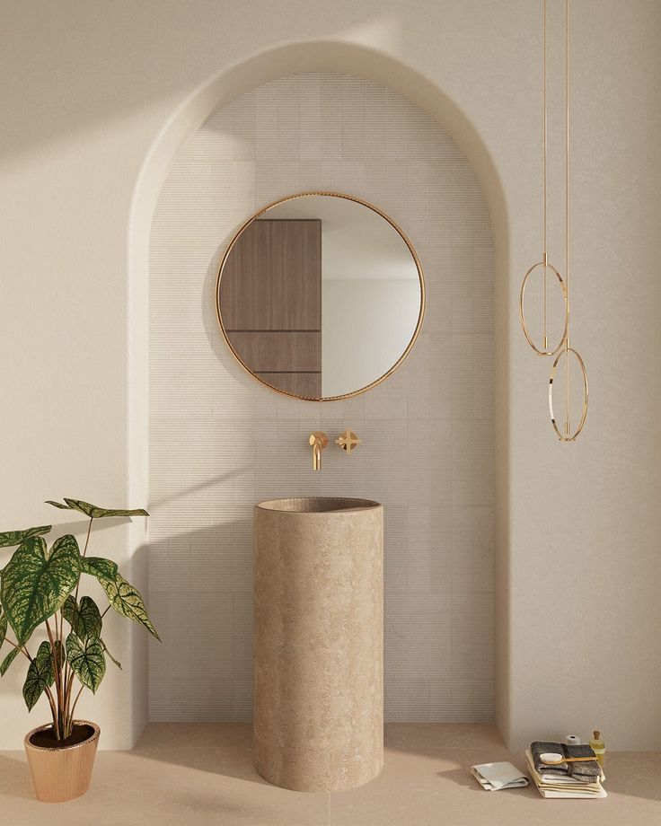 LAVABO TIPO PEDESTAL MÁRMOL BEIGE 45*85 CM MODELO GINZA - ELEMENTO 