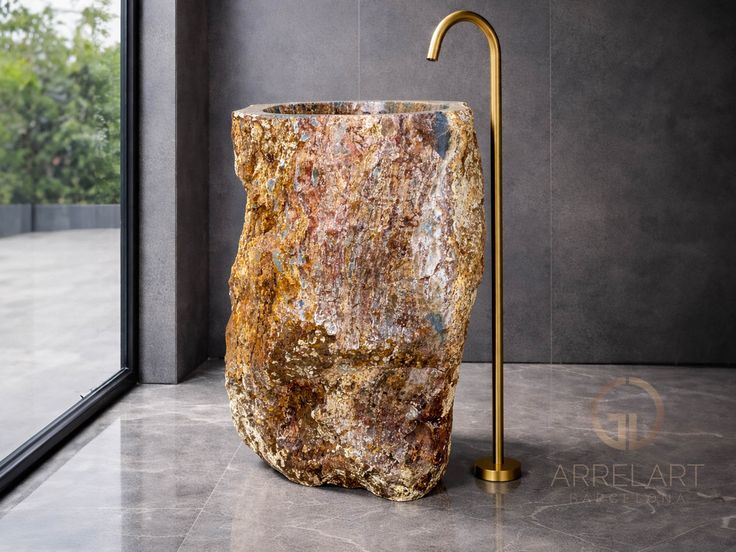 LAVABO PEDESTAL MÁRMOL ROJO MODELO TERRA 50cm.x 90cm. - ELEMENTO 