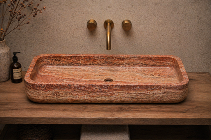 LAVABO MÁRMOL ROJO 100x40x15 - ELEMENTO 