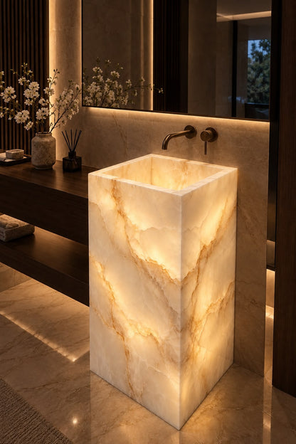 LAVABO TIPO PEDESTAL ÓNIX MODELO LÚMINA  45*45x90