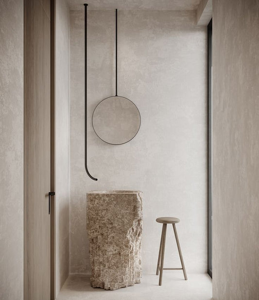 LAVABO TIPO PEDESTAL MÁRMOL ARENA  55X45X90CM MODELO - ELEMENTO 