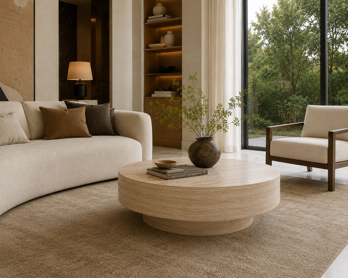 MESA DE CENTRO MÁRMOL TREVERTINO MODELO ROMA 122x38