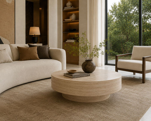 MESA DE CENTRO MÁRMOL TREVERTINO MODELO ROMA 122x38