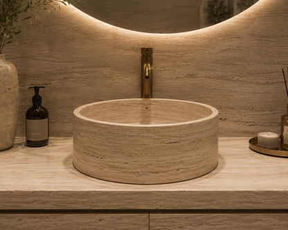 LAVABO TRAVERTINO 40cm DIÁMETRO MODELO VITTA