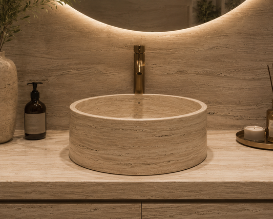 LAVABO TRAVERTINO 40cm DIÁMETRO MODELO VITTA