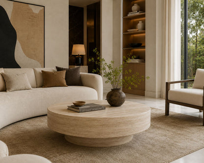 MESA DE CENTRO MÁRMOL TREVERTINO MODELO ROMA 122x38