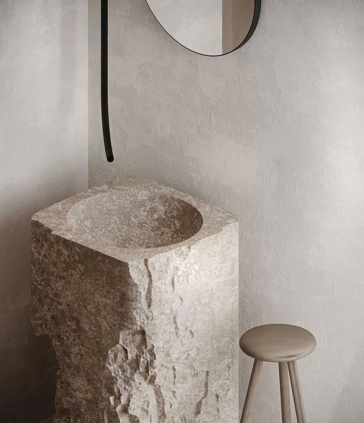 LAVABO TIPO PEDESTAL MÁRMOL ARENA  55X45X90CM MODELO - ELEMENTO 