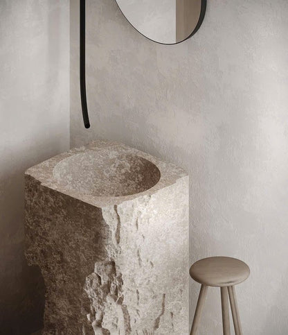 LAVABO TIPO PEDESTAL MÁRMOL ARENA  55X45X90CM MODELO - ELEMENTO 