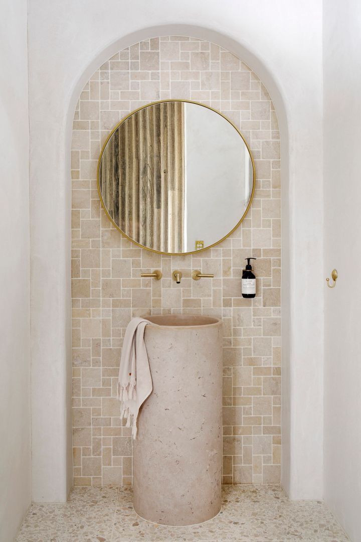 LAVABO TIPO PEDESTAL MÁRMOL BEIGE 45*85 CM MODELO GINZA - ELEMENTO 