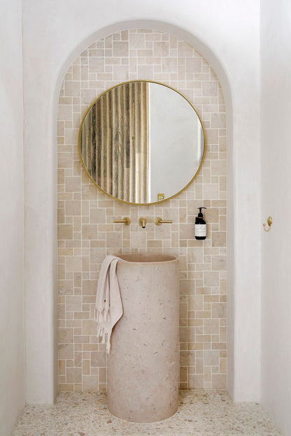 LAVABO TIPO PEDESTAL MÁRMOL BEIGE 45*85 CM MODELO GINZA - ELEMENTO 