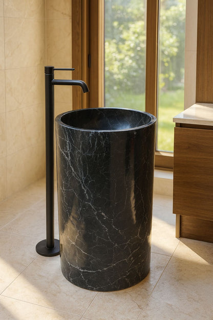LAVABO TIPO PEDESTAL MÁRMOL NEGRO 55X90CM MODELO SINAI - ELEMENTO 
