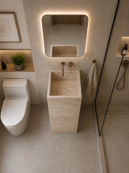 LAVABO TIPO PEDESTAL MÁRMOL BEIGE 45*45*85 CM MODELO SURI