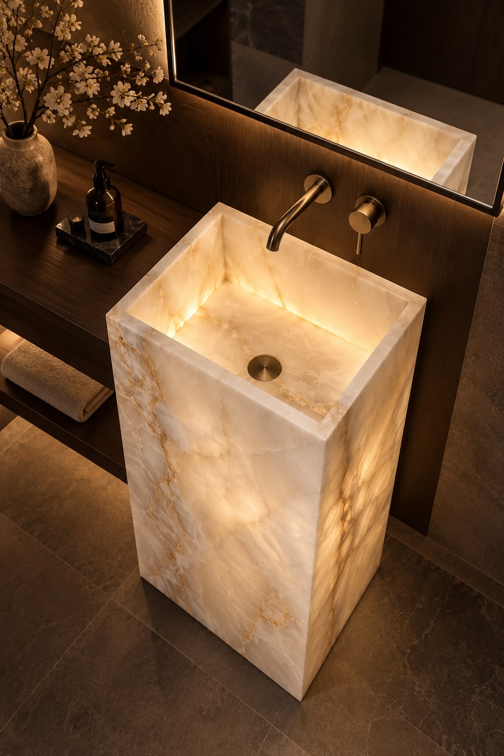 LAVABO TIPO PEDESTAL ÓNIX MODELO LÚMINA  45*45x90